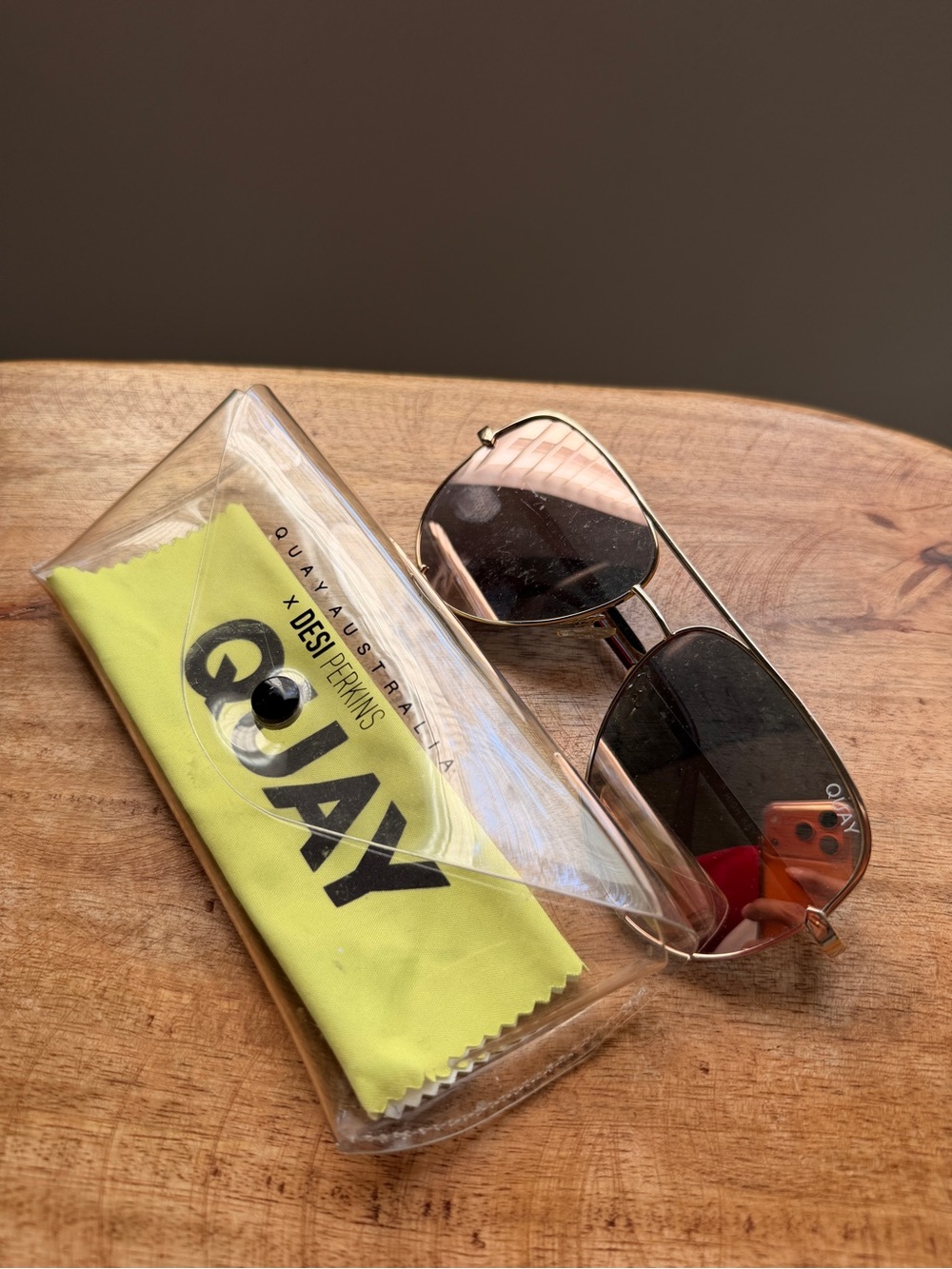 Quay Australia Men's Gold Frame Sunglasses with Dark Tinted Lenses